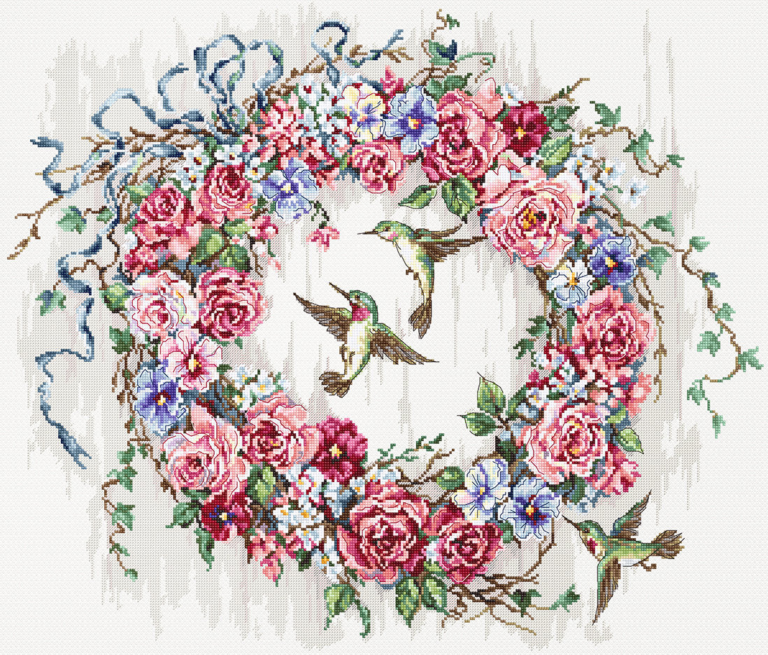 LETI 990 Hummingbird Wreath - LETISTITCH - Cross Stitch Kit