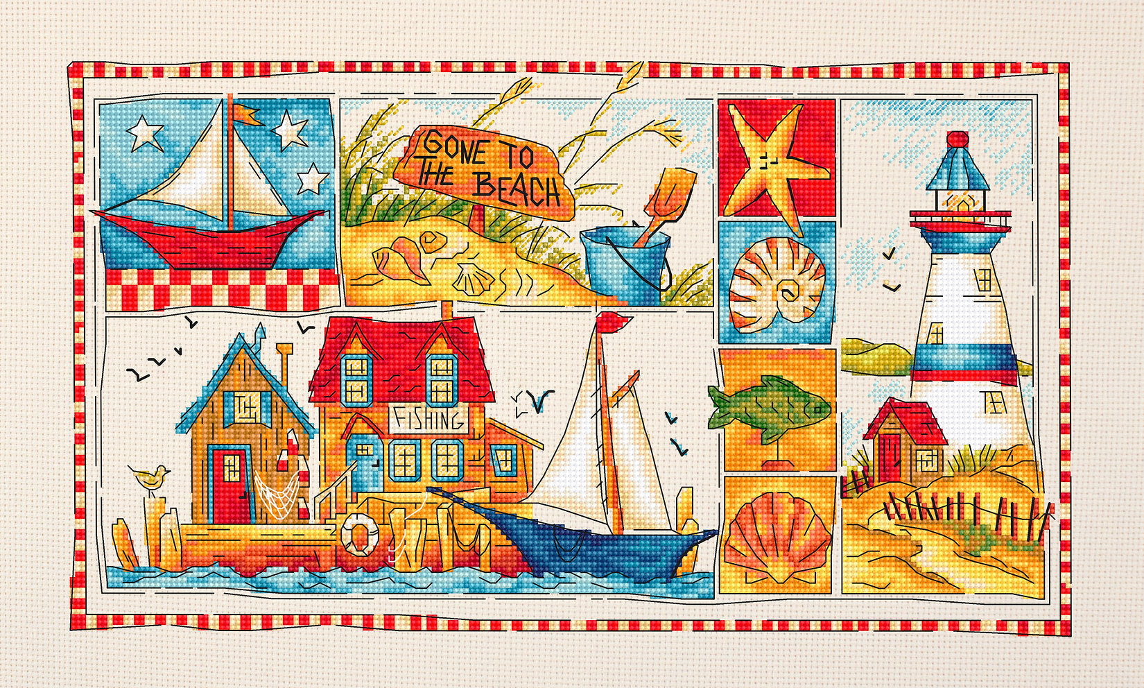 LETI 999 Gone to the Beach - LETISTITCH - Kit de Punto de Cruz