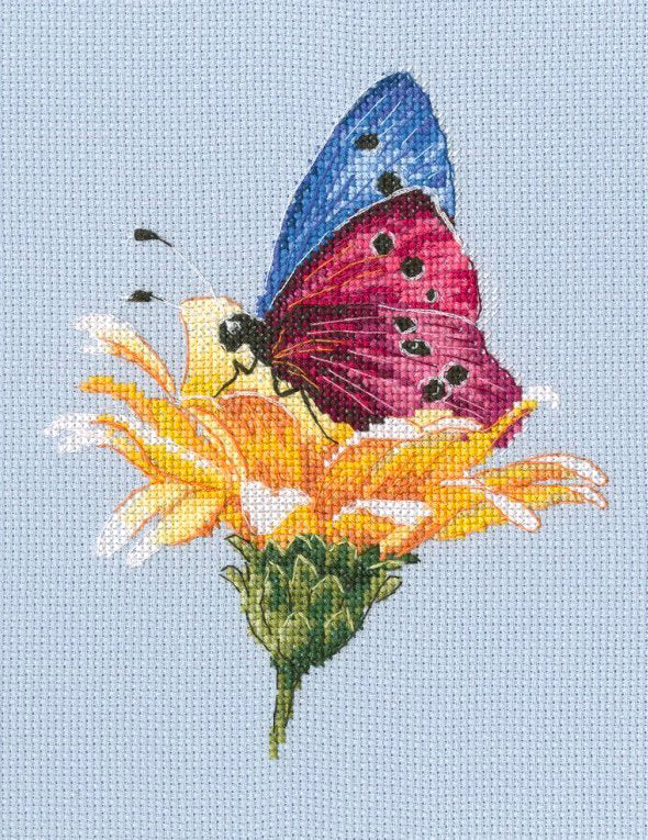 Kreuzstichset. Schmetterling auf Blume – M751 RTO