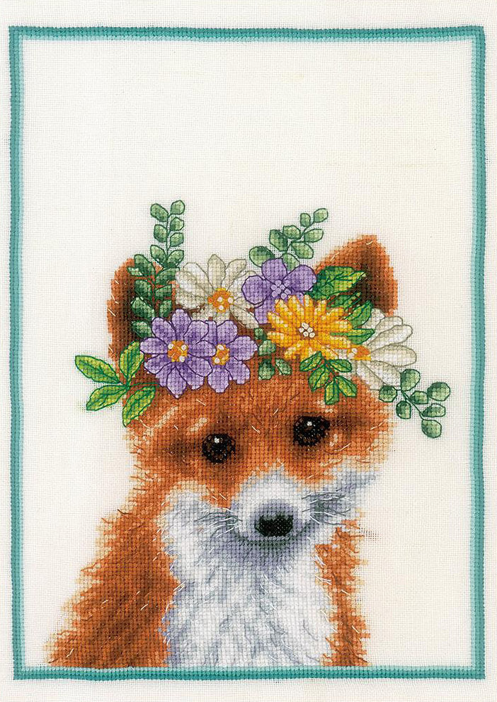 Cross Stitch Kit Flower Crown Fox - Lanarte PN-0201471: Charm and Creativity in Every Stitch