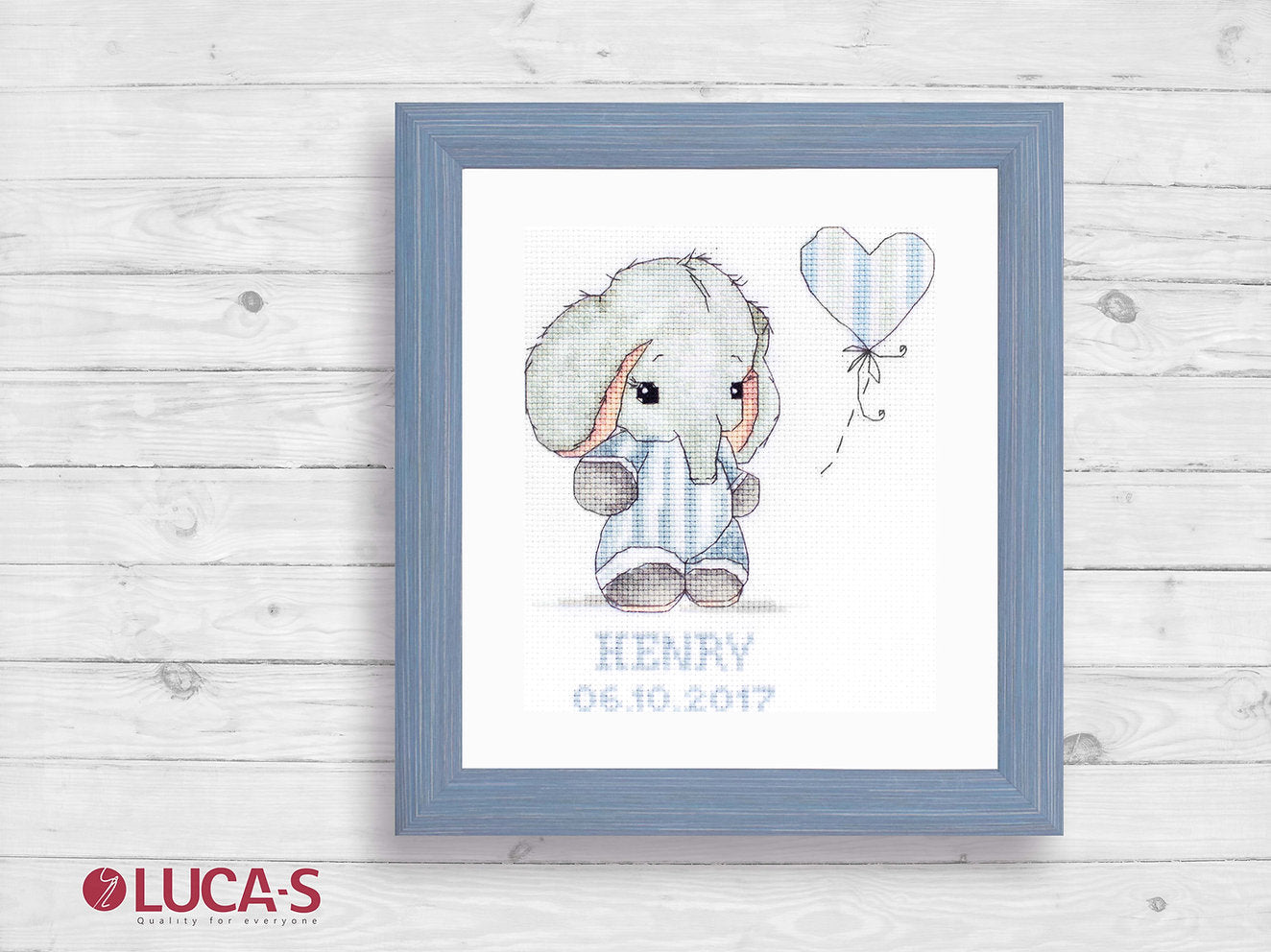 R03 Elephant - Frame and Cross Stitch Kit Luca-S