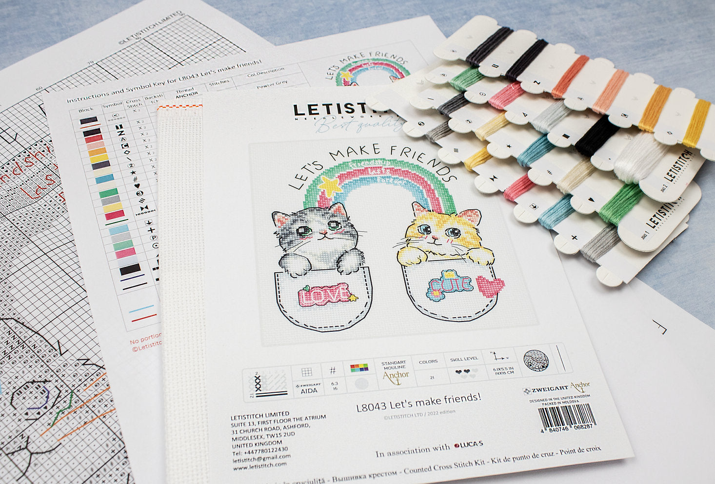 L8043 Let's make friends! - LETISTITCH - Kit de Punto de Cruz