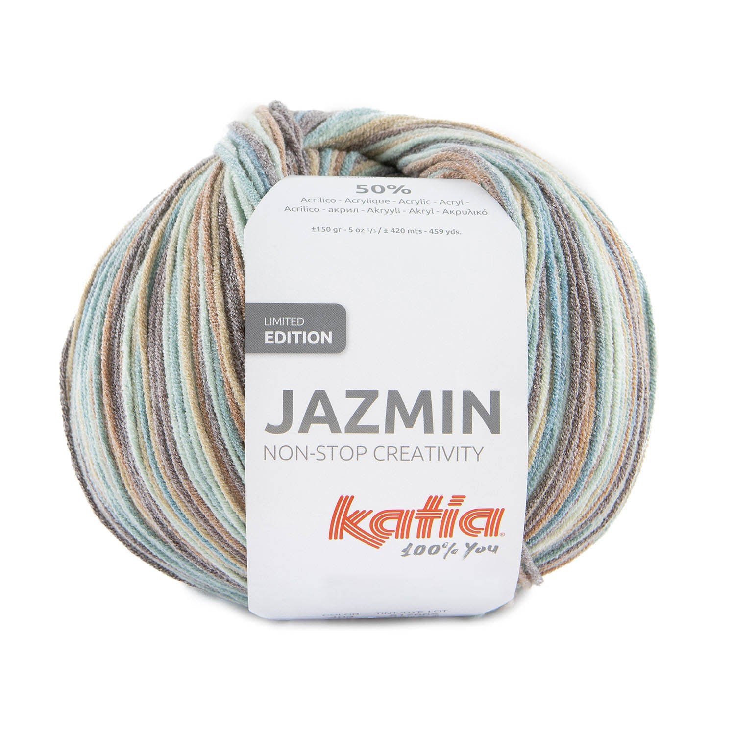 Katia JAZMIN In Pastel Colors, Limited Edition Wool with a Soft Touch and Multicolor Print