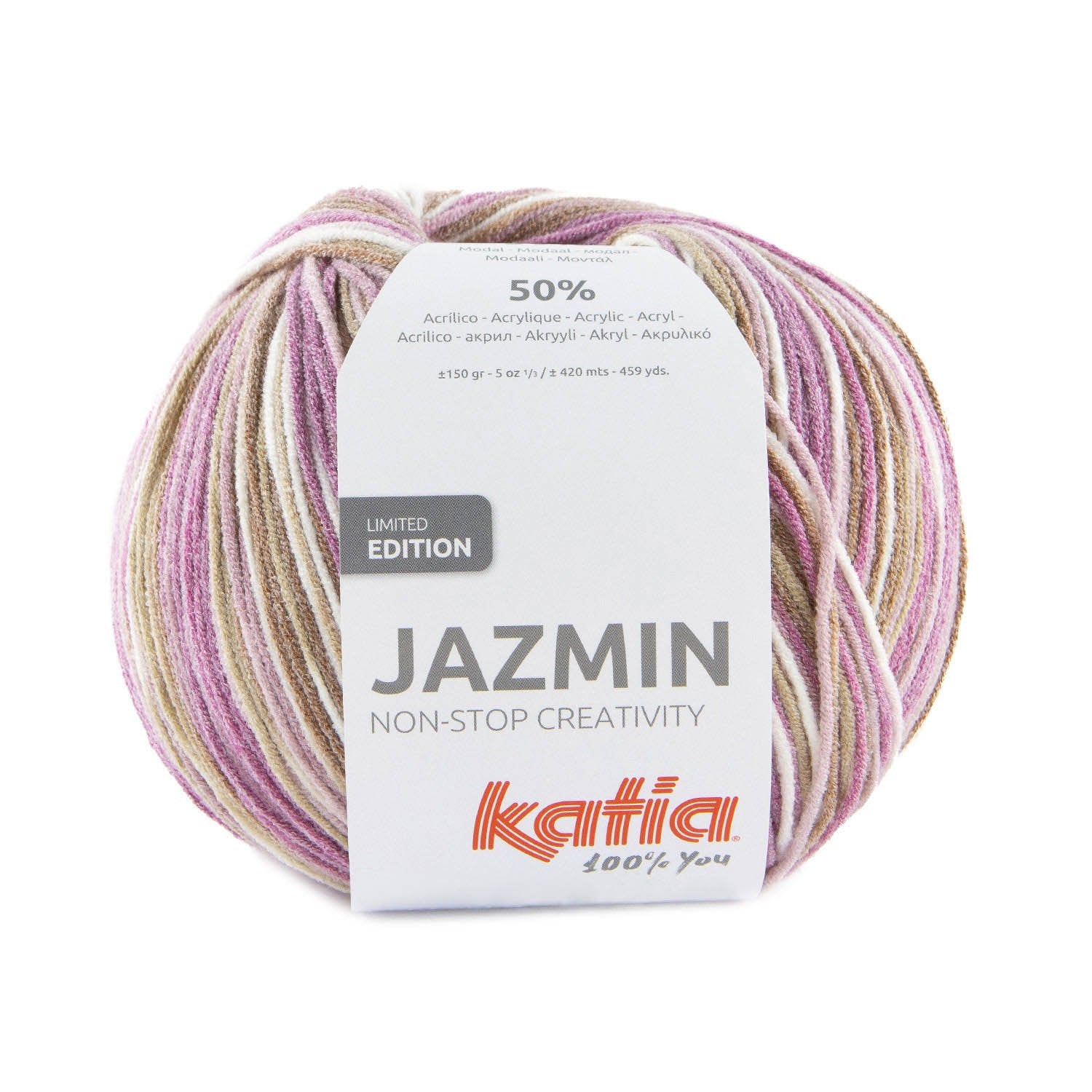 Katia JAZMIN In Pastel Colors, Limited Edition Wool with a Soft Touch and Multicolor Print