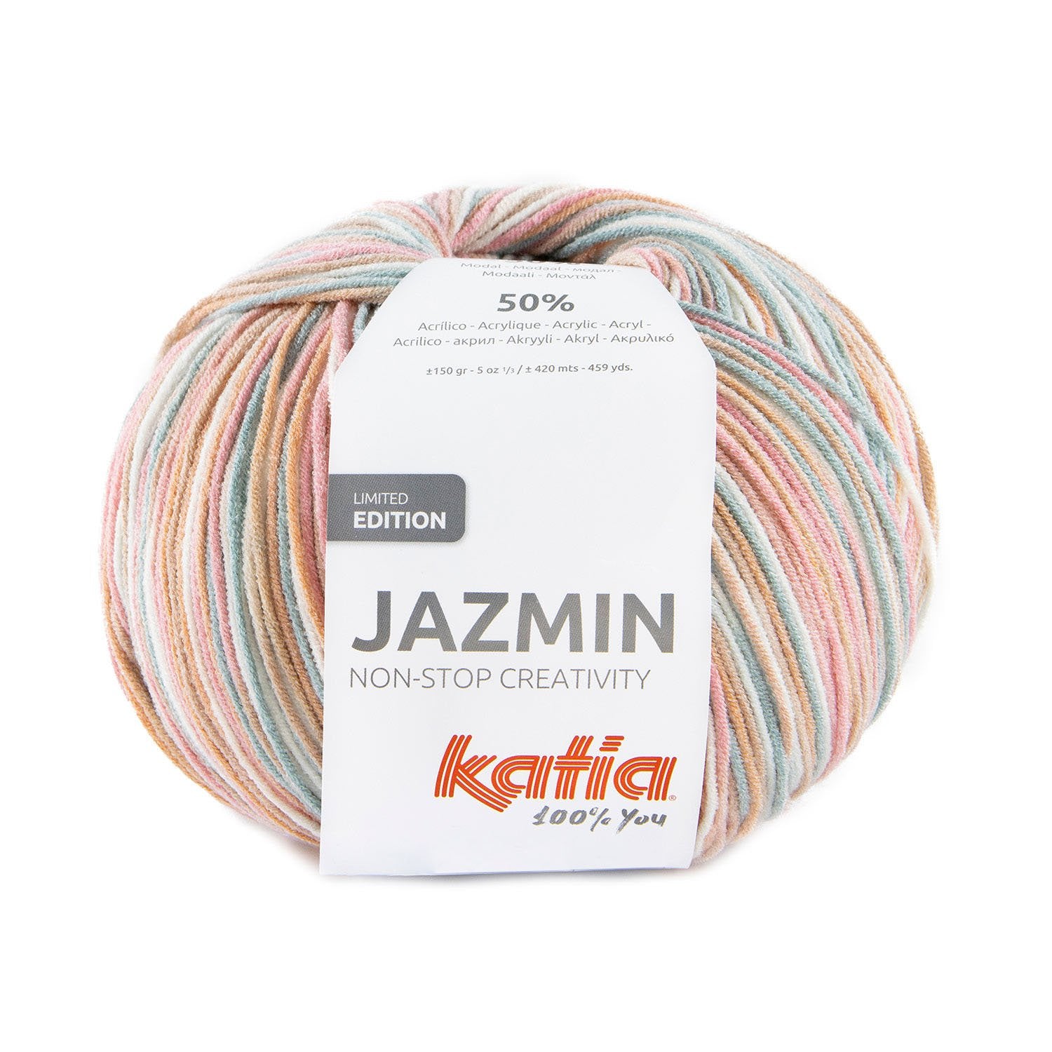 Katia JAZMIN In Pastel Colors, Limited Edition Wool with a Soft Touch and Multicolor Print