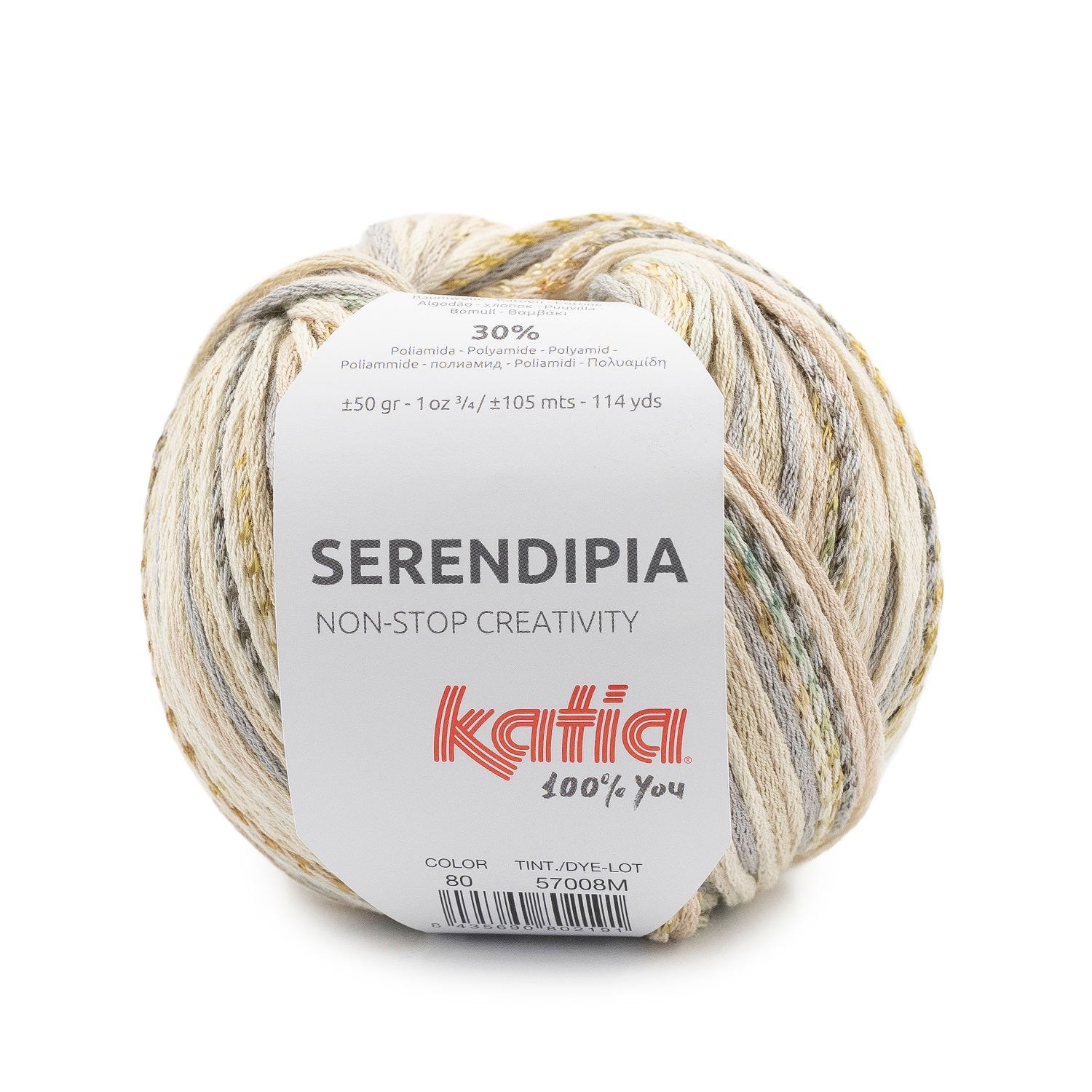 Katia Serendipia cotton yarn in the look of a multicolored ribbon to knit fresh and colorful garments in spring and summer