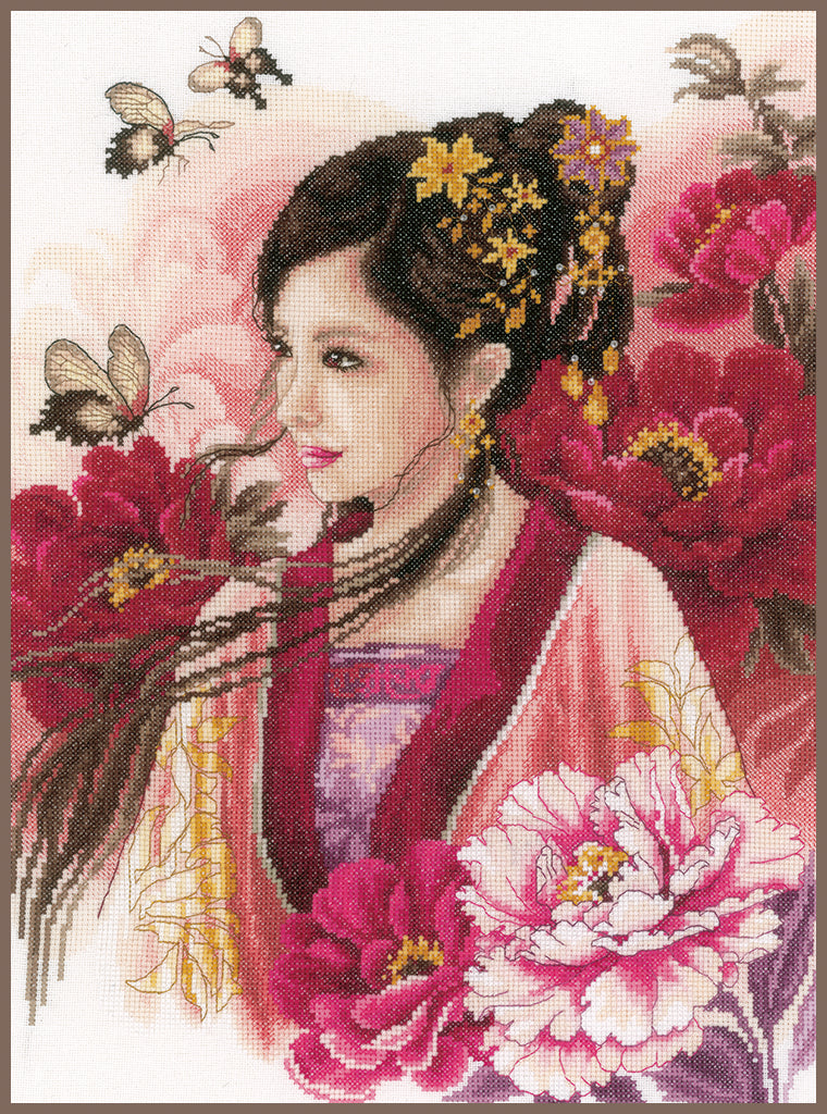 Lanarte Cross Stitch Kit. Asian Lady in Pink - PN-0170199