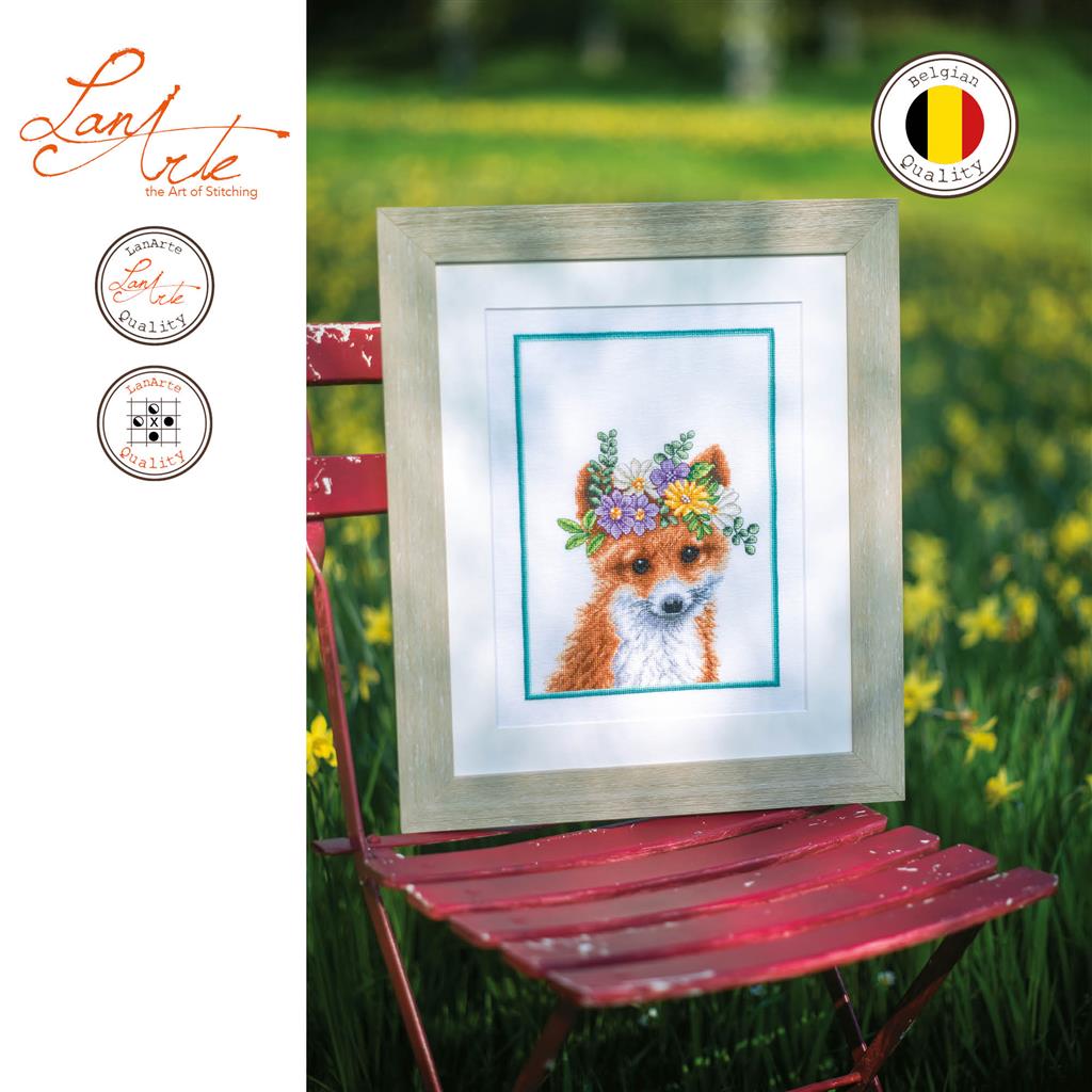 Cross Stitch Kit Flower Crown Fox - Lanarte PN-0201471: Charm and Creativity in Every Stitch